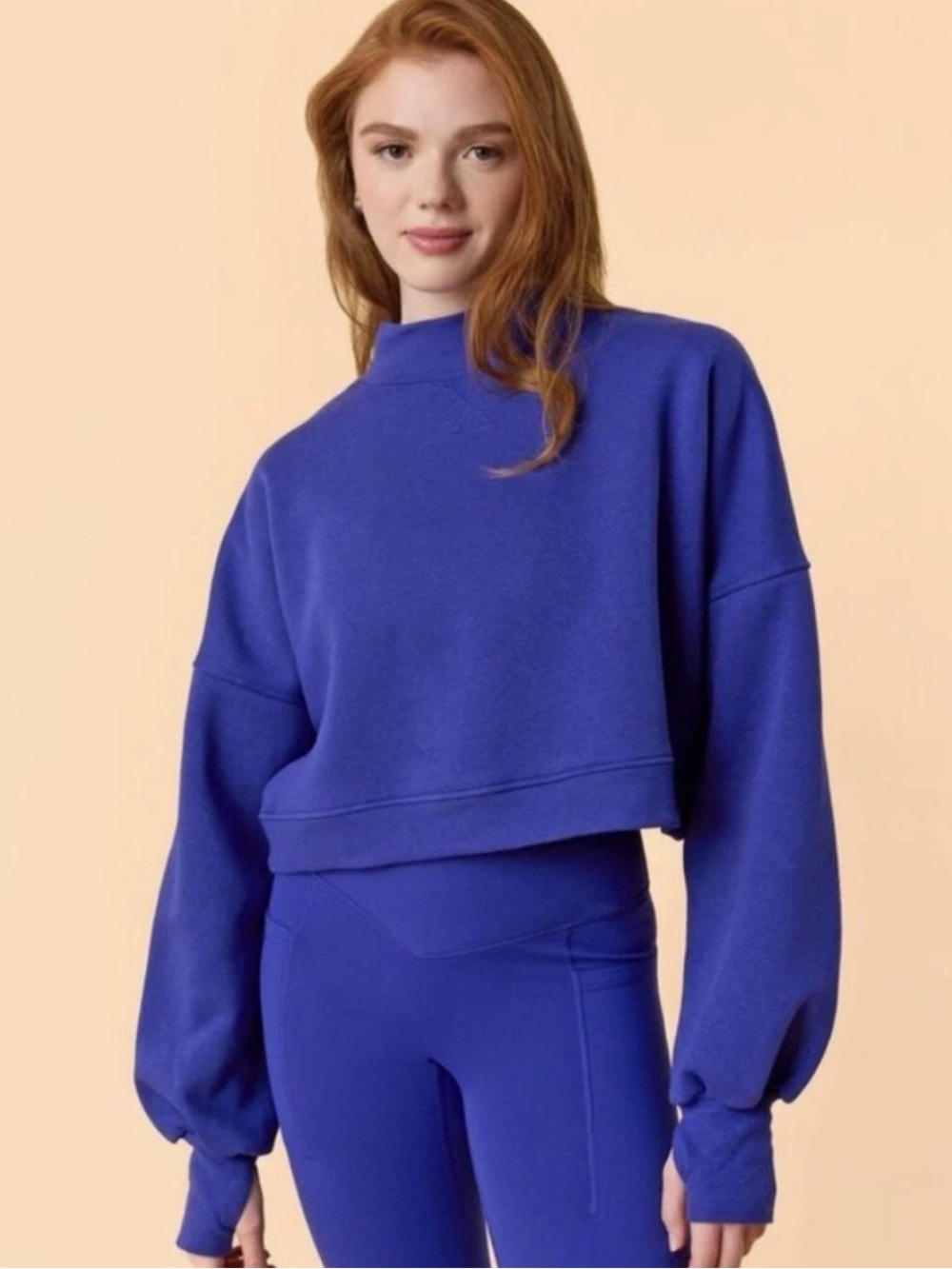 Blogilates Target Women's Marshmallow Mockneck Sweatshirt  Blue Small New